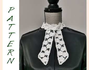 Patrón de cuello de encaje de crochet irlandés: Diseño calado vintage (patrón PDF)