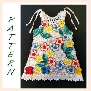 Crochet dress pattern, Irish crochet lace tunic for girl, crochet summer dress pattern, dress openwork tutorial, lace flower girl dress