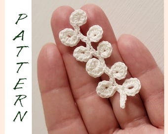 Easy crochet branch pattern, motif crochet tutorial PDF, leaf pattern crochet lace instruction, elegant vine for Irish crochet lace pattern