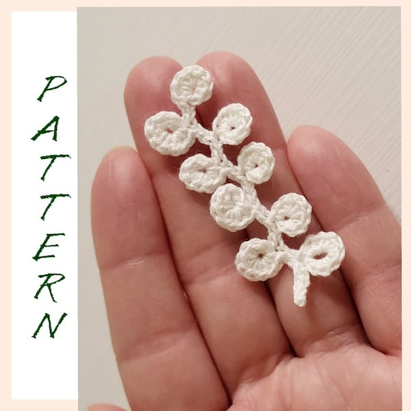 Easy crochet branch pattern, motif crochet tutorial PDF, leaf pattern crochet lace instruction, elegant vine for Irish crochet lace pattern