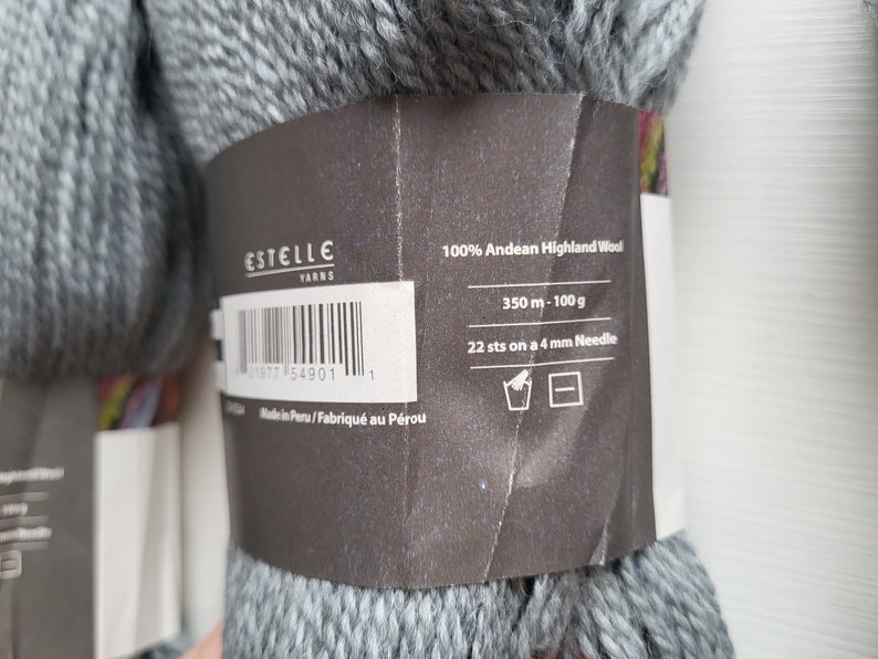 Estelle Andean KD grey yarn for crocheting knitting and hairpin natural color thin yarn for hat and sweaters light shawl and scarfs image 2