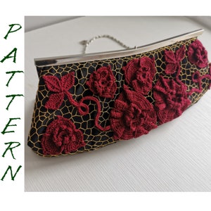 Irish Crochet Lace Handbag Applique Pattern: Evening Clutch Decor (PDF Pattern)