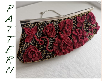 Irische Häkelspitze Handtaschen-Muster: Abend-Clutch-Dekor (PDF-Muster)