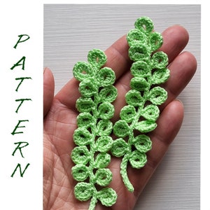 Easy Crochet Pattern flower, Crochet branch with tiny leaves tutorial with detailed photo and description in PDF, motif Irish crochet lace