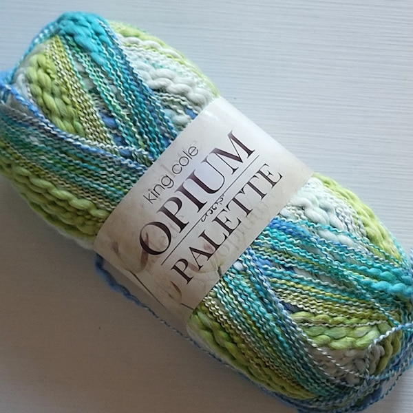 King Cole Opium Palette Sea Breeze yarn - Hairpin and macramé yarn - fancy colorful thread for artistic knitting - self stripping yarn  1405