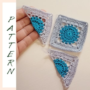 Granny square pattern, Easy crochet openwork square with half granny square tutorial, granny square pattern crochet motif, afghan