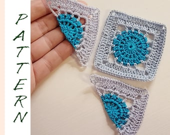 Granny square pattern, Easy crochet openwork square with half granny square tutorial, granny square pattern crochet motif, afghan