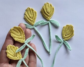 かぎ針編みの花のパターン：簡単な黄色の花のモチーフ（PDFパターン