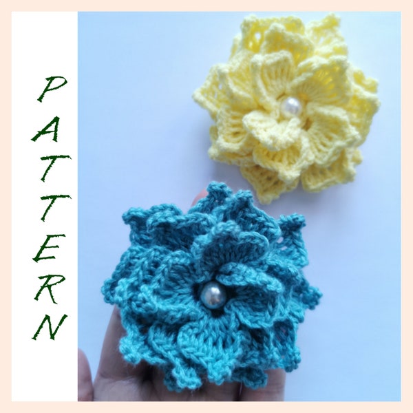 Crochet Pattern 3D flower , Crochet flower tutorial video, Easy crochet motif PDF pattern, crochet instruction, crochet flower Irish lace