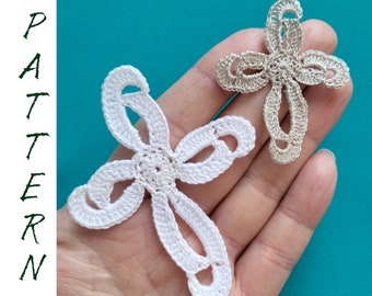 Crochet Cross pattern, beaded Cross motif tutorial, Crochet Easter Cross pdf, Baptism cross motif, Christening favors, Easter decoration