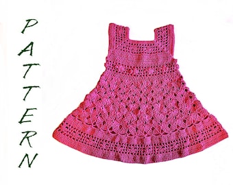 girl crochet dress dusty pink pattern, summer dress pattern, handmade dress openwork tutorial, flower girl dress step by step instruction