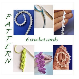 Puede incluir: Seis cordones de crochet en diferentes colores y patrones, incluyendo blanco, verde, morado y azul. Los cordones están hechos con una variedad de puntos y son perfectos para agregar un toque de encanto hecho a mano a cualquier proyecto.