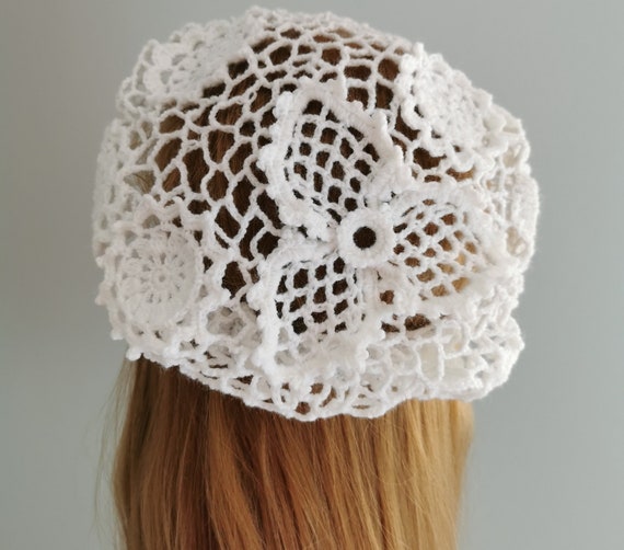 Ladies Beret Crochet Cotton 