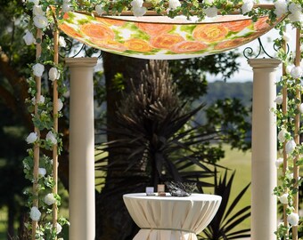 Hand-Painted Roses Wedding Chuppah Canopy, Photo Backdrop