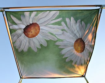 Wedding Chuppah Canopy, Daisies original PAINTED CHUPPAH to double as photo backdrop