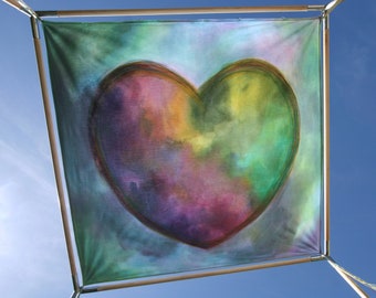 Chuppah Wedding Canopy, Colorful Heart PAINTED CHUPPAH to double as photo backdrop