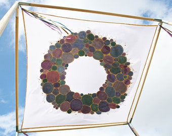 Wedding Canopy Chuppah / photo backdrop, one-of-a-kind PAINTED CHUPPAH, Gems design