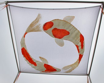 Graceful Swimming Koi design PAINTED CHUPPAH Wedding Canopy and Photo Backdrop
