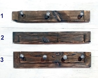 Reclaimed Wood Coat Rack with Railroad Spikes : Rustic Entryway Hook Hanger for Umbrellas & Bags