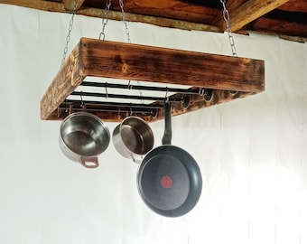 Industrial pot rack, Kitchen Island Ladder Pot Rack, kitchen pot shelf, Ceiling Pot rack, hanging pot rack, dish rack, pot rack holder