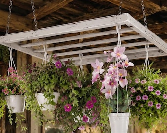 Rustic Farmhouse Ladder Pot Rack: Hanging Herb & Pot, Pan, Frying Pans Storage