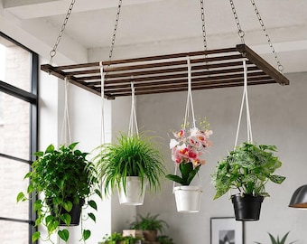 Mahogany Color Ladder: Hanging Herb Farmhouse Rack, Flower Kitchen Decor