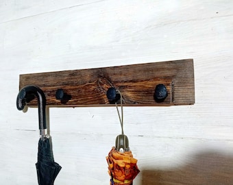 Reclaimed Wood Coat Rack with Railroad Spikes: Rustic Farmhouse Wall Hook, Towel Hanger