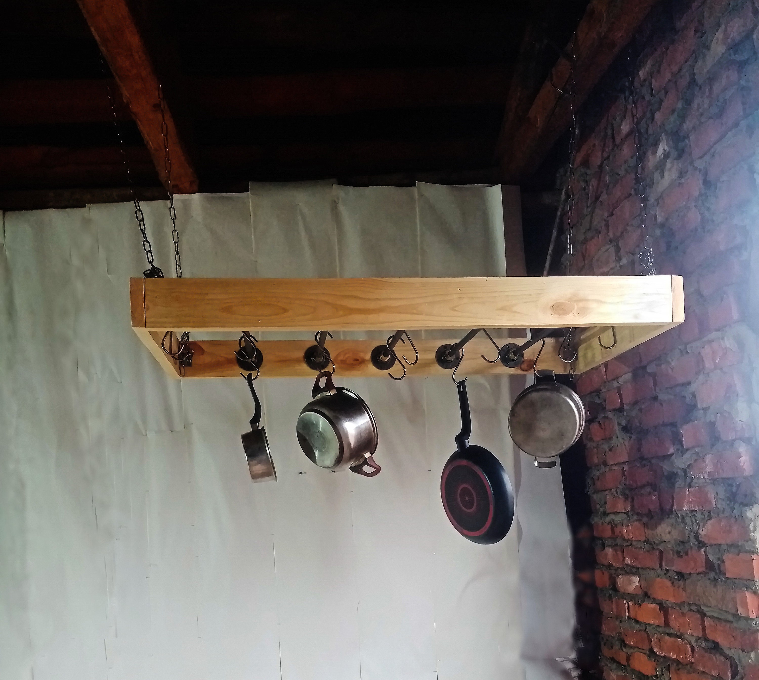 Hanging Pot Rack, Industrial Pot Rack, Kitchen Island Ladder, Pot and Pan Holder, Ceiling Pot