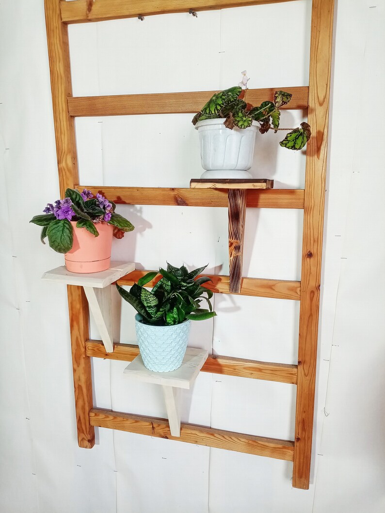 Ladder Shelf Storage Rack Shelves Farmhouse Ladder Pot Rack Etsy