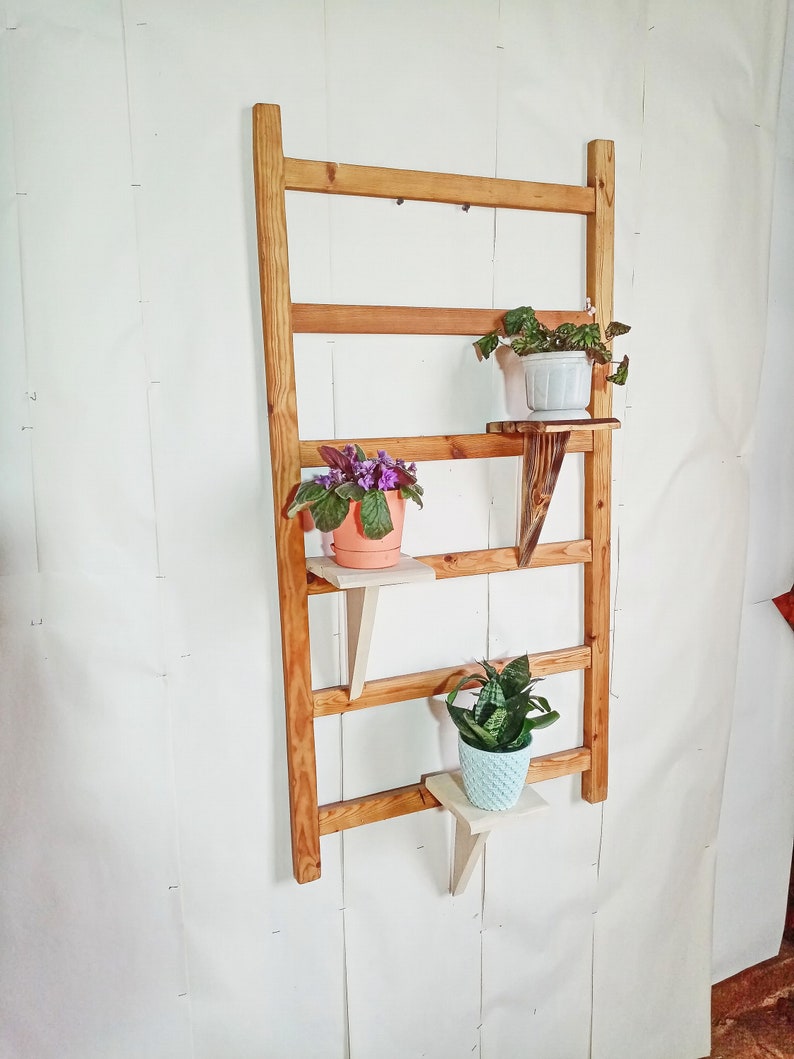 Ladder Shelf Storage Rack Shelves Farmhouse Ladder Pot Rack Etsy