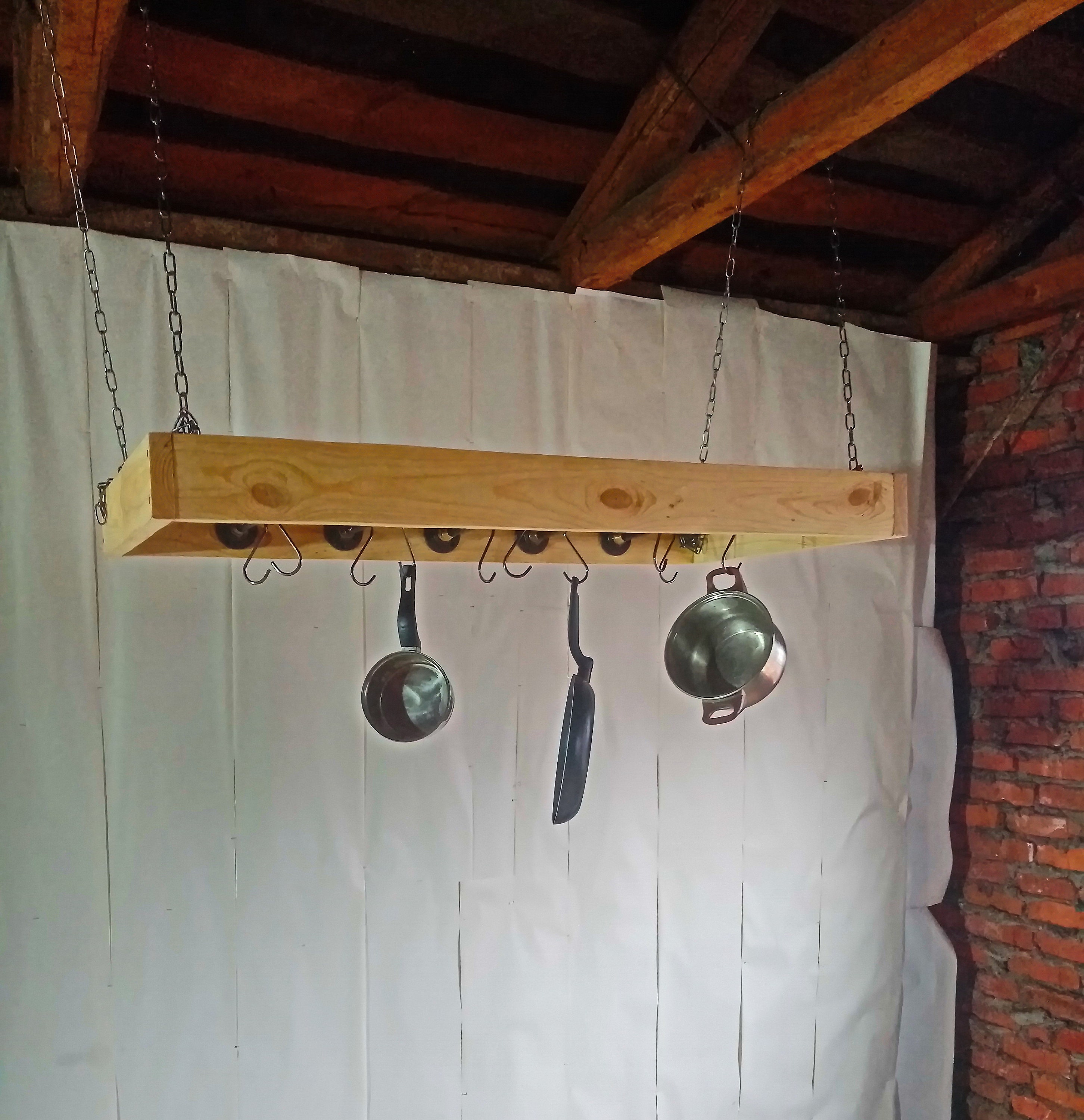 Hanging Pot Rack, Industrial Pot Rack, Kitchen Island Ladder, Pot and Pan Holder, Ceiling Pot