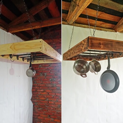 Kitchen Island Farmhouse Ladder Pot Rack Oversized Pot and Etsy