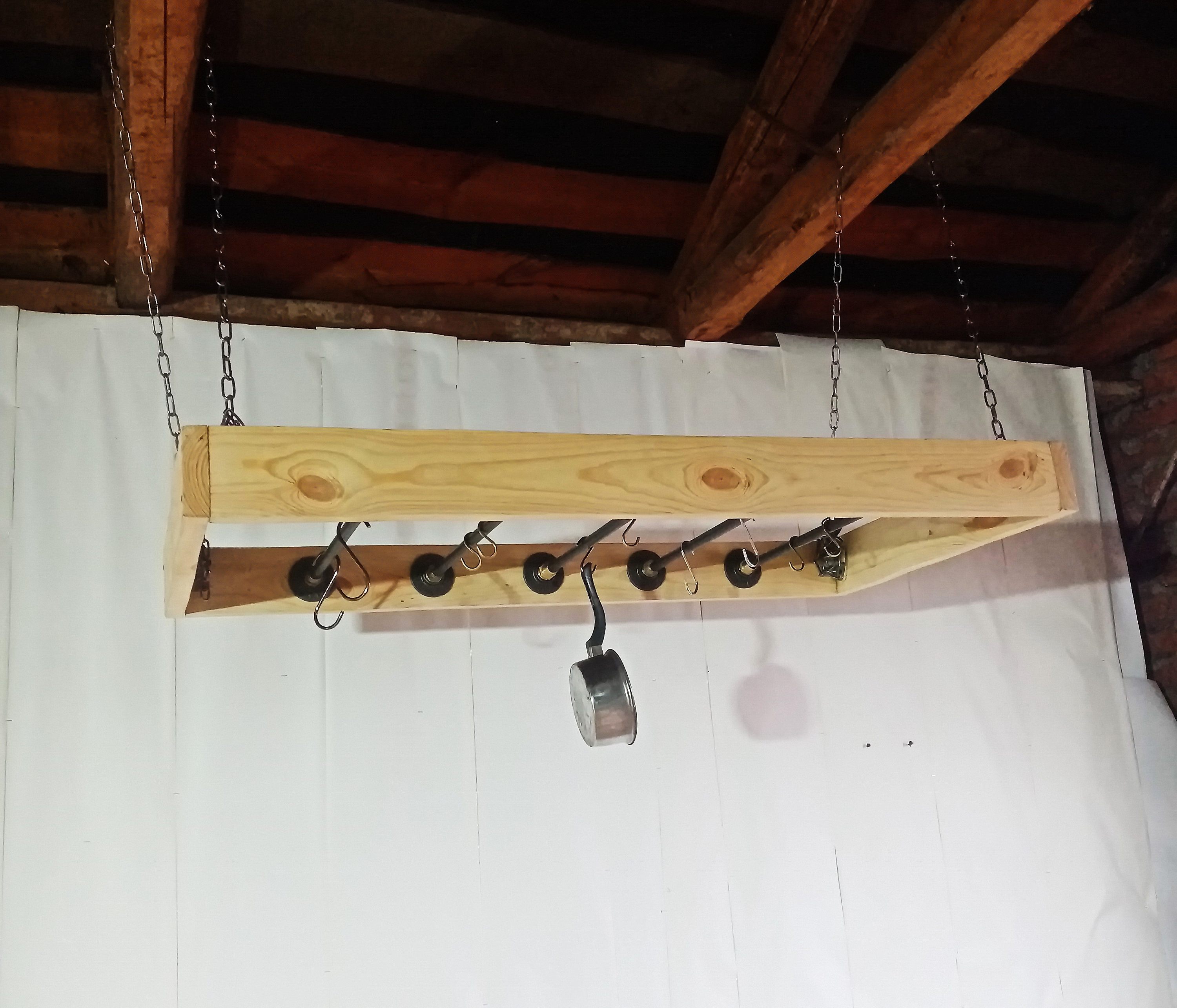 Hanging Pot Rack, Industrial Pot Rack, Kitchen Island Ladder, Pot and Pan Holder, Ceiling Pot