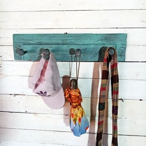 Rustic Reclaimed Wood Coat Rack with Railroad Spike Hooks