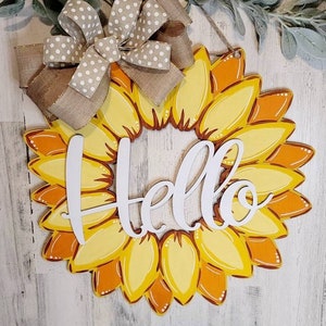 Colgador de puerta de girasol, colgador de puerta de otoño, decoración de otoño, casa de campo, decoración de campo