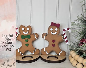 Gingerbread Man Tea Light, Shelf Sitter, Christmas Tea Light, SVG, Cut File, Digital Download, Glowforge
