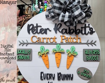 Easter Door Hanger, Farmhouse Easter sign, digital Download, cut file, svg, laser cut, Easter bunny, carrot, custom, personalized