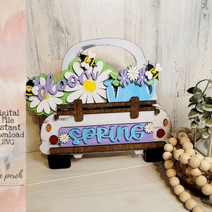 Insert for Interchangeable Farmhouse Truck, SVG, Glowforge, Spring Flowers, Flower File, Holiday Truck