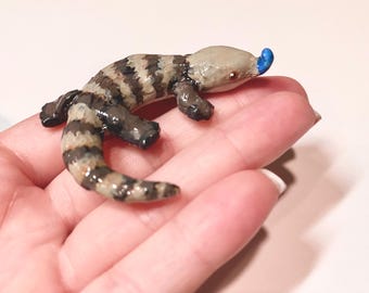 Handmade blue tongue skink miniature