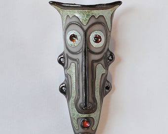 Handmade Ceramic Wall Mask: Unique Glazed Face Sculpture - MADE TO ORDER!