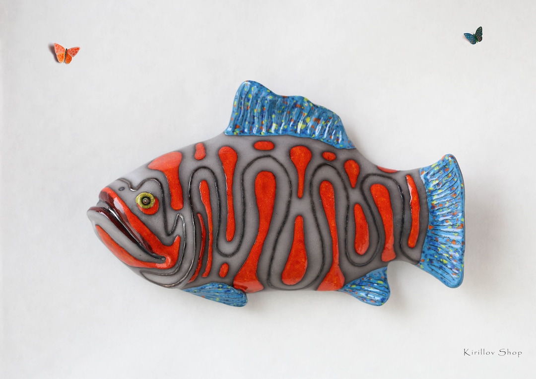 Ceramic Fish Wall Decor, Handmade Art, Fisherman Gift, Home Decor, MADE