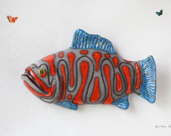 Decorazione della parete di pesce in ceramica, arte fatta a mano, regalo del pescatore, decorazioni per la casa, MADE TO ORDER