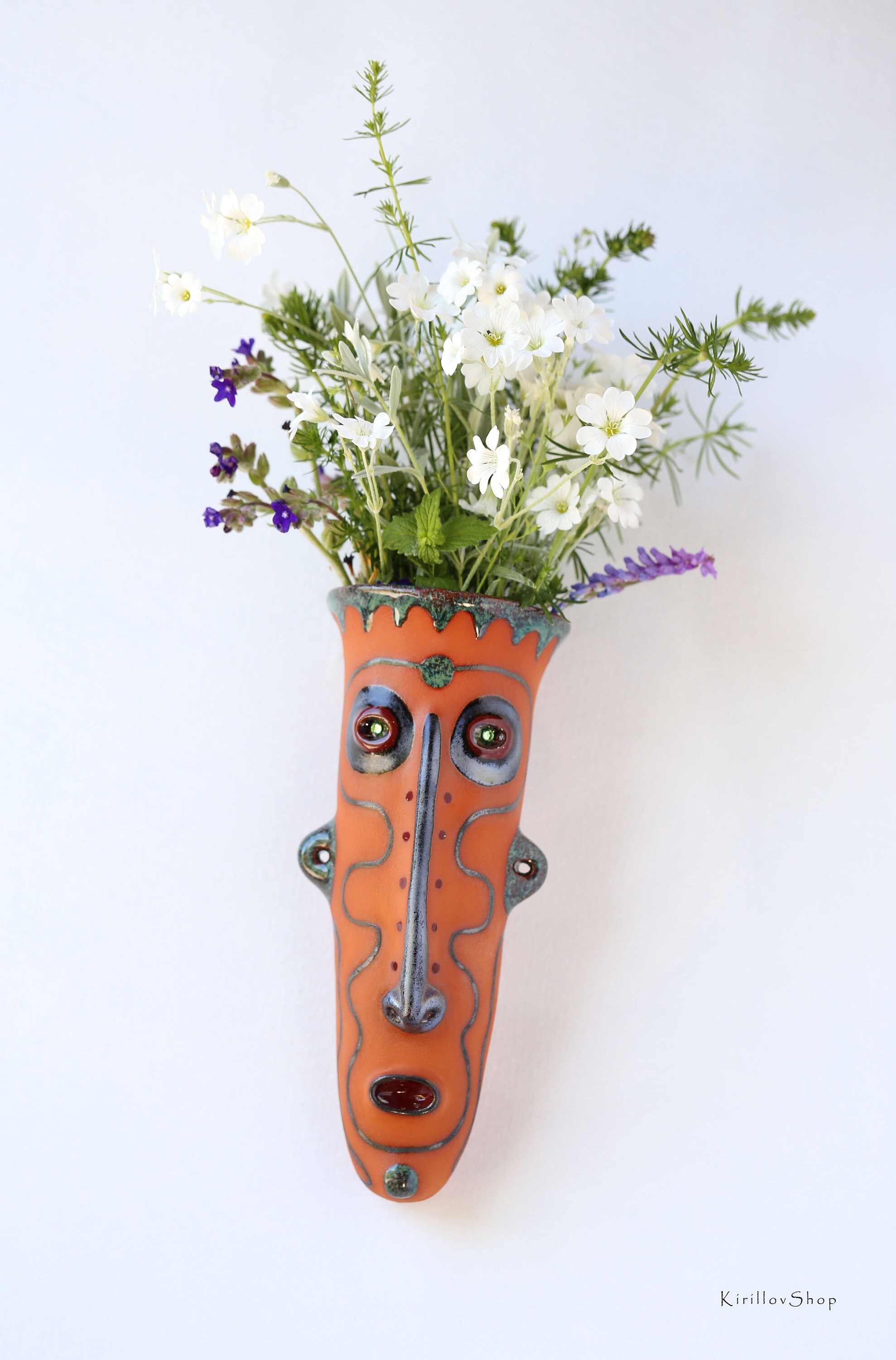 Ceramic wall flower pot Hanging wall vase Indoor planter Etsy