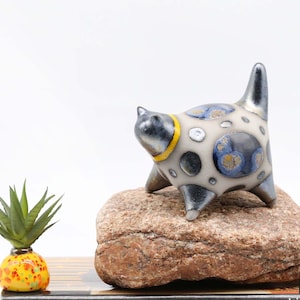 Cat ceramic sculpture, Fat  cat for table decoration or as a unique  gift, Handmade Art, MADE TO ORDER