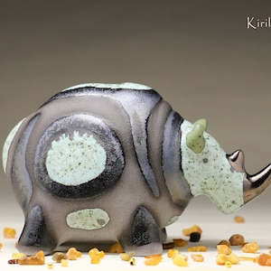 Ceramic sculpture Rhinoceros, small animal  rhino statuette, handmade Art, rhino figurine, table decoration, MADE TO ORDER.
