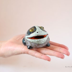 Ceramic sculpture Frog, Handmade small toad figurine, Frog  gift, Collectible, Miniature, MADE TO ORDER