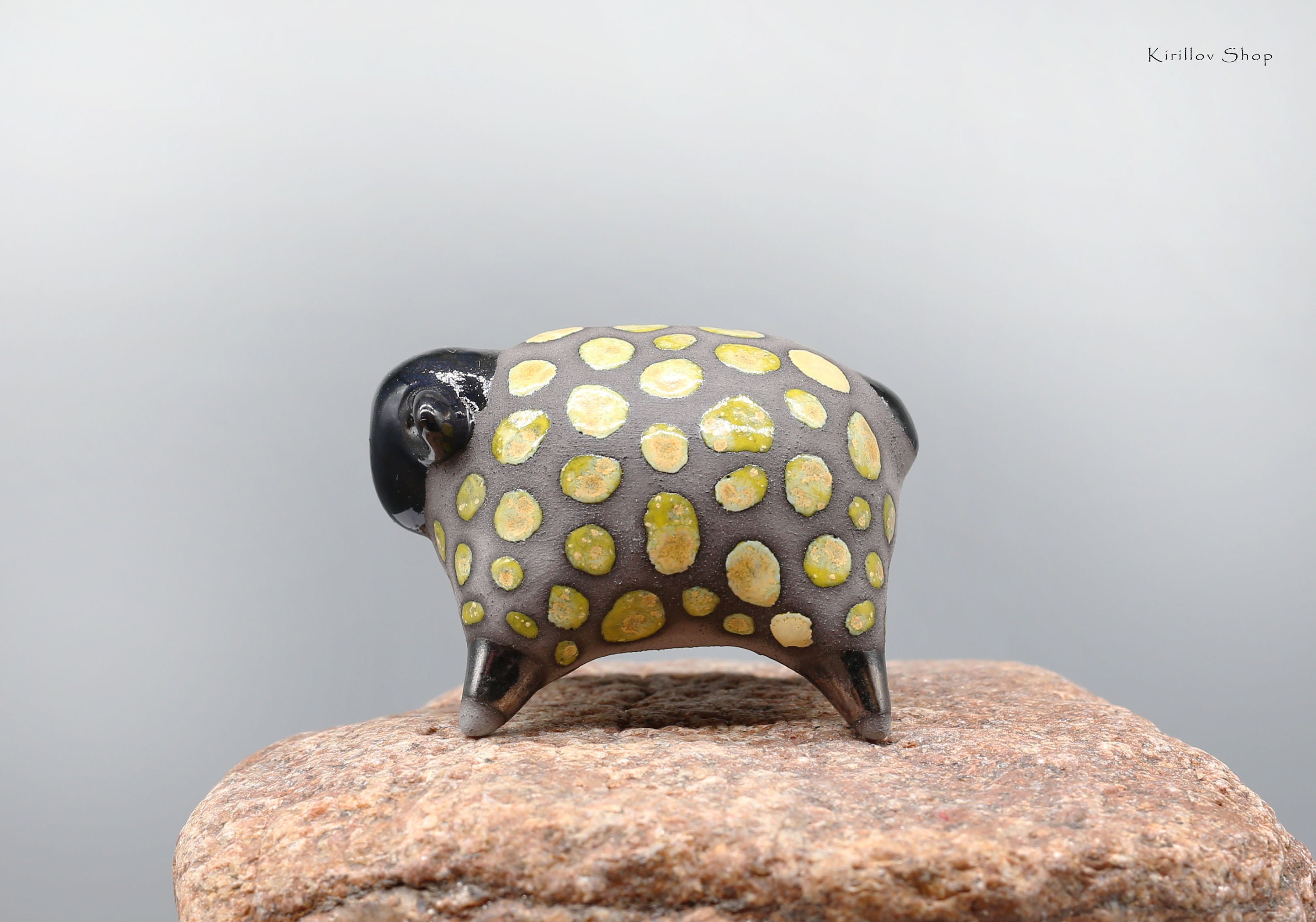 Ceramic Sculpture Lamb, Small Cute Yellow Sheep Figurine, Table Decoration, Handmade Gift, MADE TO ORDER