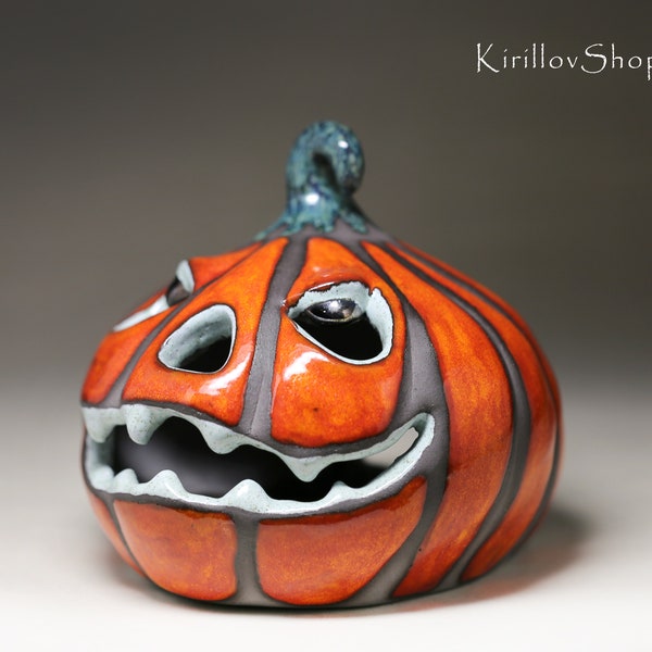 Ceramic Pumpkin Sculpture Art Halloween decoration  Modern candle holder Interior decor  Halloween lover gift Handmade MADE TO ORDER