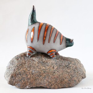 Handmade Ceramic Striped Cat Figurine: Orange Tabby Art Sculpture - MADE TO ORDER!