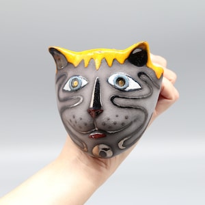 Handmade Ceramic Cat Wall Vase: Unique Feline Sculpture - MADE TO ORDER!